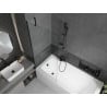 Mexen Vega Rechteckige Badewanne 170 x 70 cm mit Verkleidung und 1-flügeliger 80 cm Duschwand, transparent, schwarz