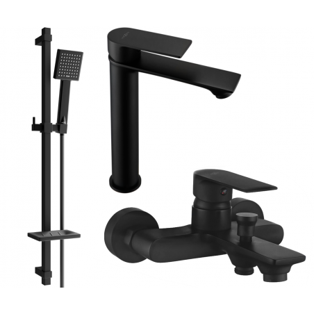 Mexen Royo DQ45 Badewannen-Set, schwarz - 72213DQ45-70