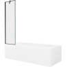 Mexen Vega Rechteckige Badewanne 170 x 70 cm mit Verkleidung und 1-flügeliger Duschwand 50 cm, schwarzes Muster