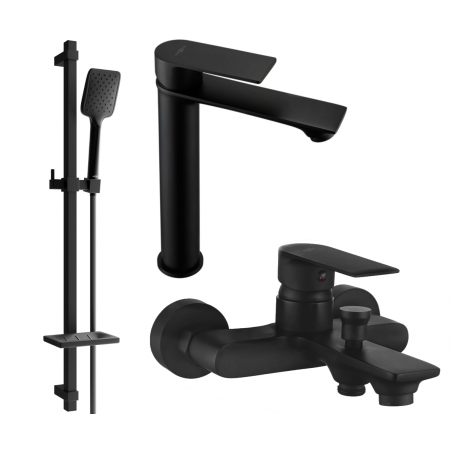 Mexen Royo DQ62 Badewannen-Set, schwarz - 72213DQ62-70