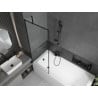 Mexen Vega Rechteckige Badewanne 170 x 70 cm mit Verkleidung und 1-flügligem Paravent 70 cm, schwarzes Muster