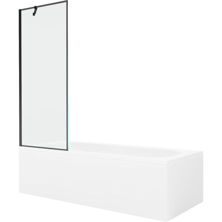 Mexen Vega Rechteckige Badewanne 170 x 70 cm mit Verkleidung und 1-flügligem Paravent 70 cm, schwarzes Muster