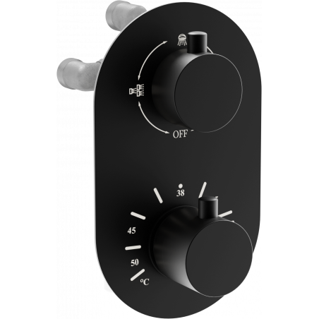 Mexen Kai thermostatische Wannen-Duscharmatur 3-Wege, schwarz - 77602-70