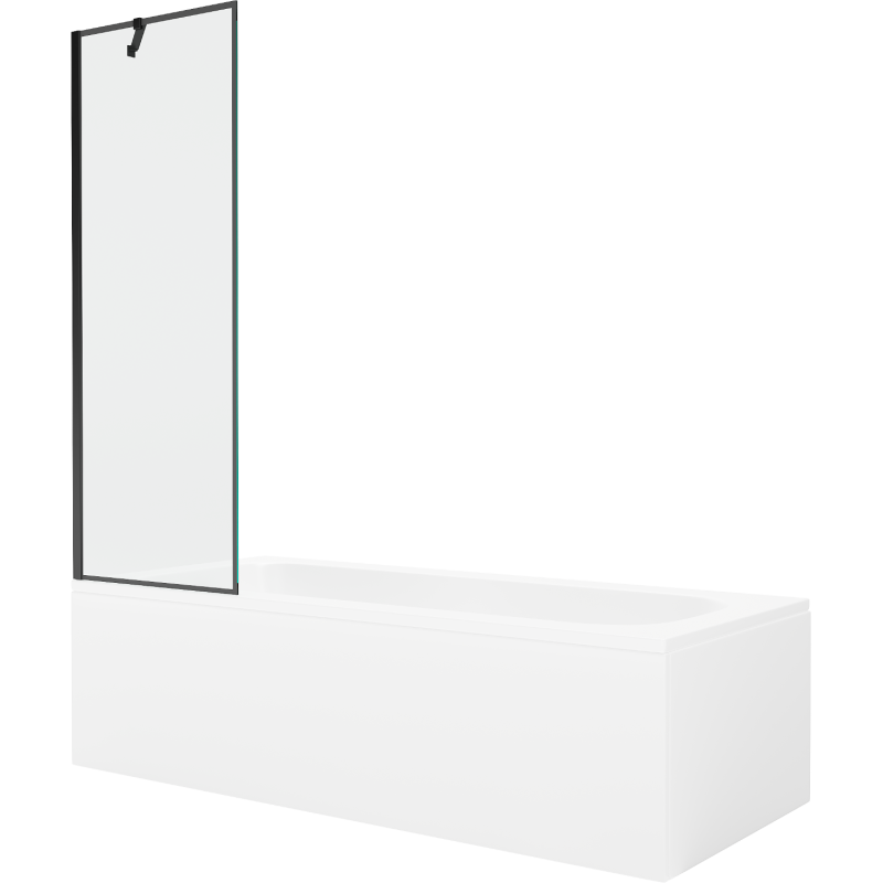 Mexen Vega Rechteckige Badewanne 170 x 70 cm mit Verkleidung und 1-flügeliger Trennwand 60 cm, schwarzes Muster