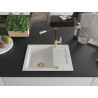 Mexen Enzo Granit-Spüle 1-beckig mit Abtropffläche und Küchenarmatur Flora, weiß - 6506-20-670401-57-G
