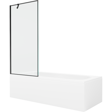 Mexen Vega Rechteckige Wanne 170 x 70 cm mit Verkleidung und 1-flügeliger Schirm 80 cm, schwarzes Muster - 550117070X9508007070