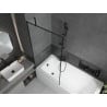 Mexen Vega rechteckige Badewanne 170 x 70 cm mit Verkleidung und 1-flügeliger Schirm 90 cm, schwarzes Muster