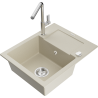 Mexen Enzo Granitspüle ein Becken mit Abtropffläche und Küchenarmatur Flora, beige - 6506-69-670401-00