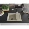 Mexen Enzo Granitspüle, ein Becken mit Abtropffläche und Küchenarmatur Flora, beige - 6506-69-670401-07-B