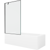 Mexen Vega rechteckige Badewanne 170 x 70 cm mit Verkleidung und 1-flügeliger Abtrennung 100 cm, schwarzes Muster