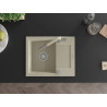 Mexen Enzo Granitspüle 1-Becken mit Abtropffläche und Küchenarmatur Flora, beige - 6506-69-670401-09