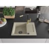 Mexen Enzo Granitspüle 1-Becken mit Abtropffläche und Küchenarmatur Flora, beige - 6506-69-670401-57-B
