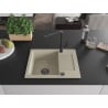 Mexen Enzo Granitspüle 1-Becken mit Abtropffläche und Küchenarmatur Flora, beige - 6506-69-670401-70-B