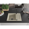 Mexen Enzo granitspüle 1-beckig mit Abtropffläche und Küchenarmatur Flora, beige - 6506-69-670401-70-B