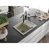 Mexen Enzo Granitspüle 1-Becken mit Abtropffläche und Küchenarmatur Flora, beige - 6506-69-670401-70-B