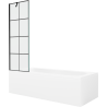 Mexen Vega Rechteckige Wanne 170 x 70 cm mit Verkleidung und 1-flügeliger Abtrennung 60 cm, schwarzes Muster