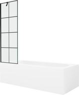Mexen Vega Rechteckige Wanne 170 x 70 cm mit Verkleidung und 1-flügeliger Abtrennung 60 cm, schwarzes Muster