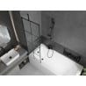 Mexen Vega Rechteckige Wanne 170 x 70 cm mit Verkleidung und 1-flügeliger Abtrennung 60 cm, schwarzes Muster