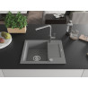 Mexen Enzo Granitspüle 1-Becken mit Abtropffläche und Küchenarmatur Flora, grau - 6506-71-670401-06