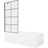 Mexen Vega Rechteckige Badewanne 170 x 70 cm mit Verkleidung und 1-flügeligem Paravent 90 cm, schwarzes Muster