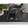 Mexen Enzo Granitspüle 1-Becken mit Abtropffläche und Küchenarmatur Flora, schwarz/goldener Metallic - 6506-75-670401-00