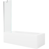 Mexen Vega rechteckige Badewanne 180 x 80 cm mit Verkleidung und 1-flügeligem Paravent 50 cm, transparent, Chrom