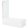 Mexen Vega Rechteckige Badewanne 180 x 80 cm mit Verkleidung und 1-flügeliger Falttür 70 cm, transparent, Chrom