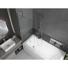 Mexen Vega Rechteckige Badewanne 180 x 80 cm mit Verkleidung und 1-flügeliger Falttür 70 cm, transparent, Chrom