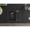 Mexen Enzo Granitspüle 1-Becken mit Abtropffläche und Küchenarmatur Flora, schwarz/gold metallisch - 6506-75-670401-57-B