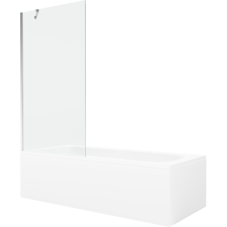 Mexen Vega Rechteckige Wanne 180 x 80 cm mit Verkleidung und 1-flügeliger Trennwand 90 cm, transparent, Chrom