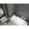 Mexen Vega Rechteckige Wanne 180 x 80 cm mit Verkleidung und 1-flügeliger Trennwand 90 cm, transparent, Chrom