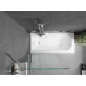 Mexen Vega Rechteckige Wanne 180 x 80 cm mit Verkleidung und 1-flügeliger Trennwand 90 cm, transparent, Chrom