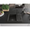 Mexen Enzo Granitspüle 1-beckig mit Abtropffläche und Küchenarmatur Flora, schwarz/goldmetallic - 6506-75-670401-70-B