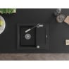 Mexen Enzo Granitspüle mit 1 Becken, Abtropffläche und Küchenarmatur Flora, schwarz - 6506-77-670401-07