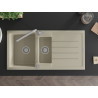 Mexen Andres Granitspüle 1,5-fach mit Abtropffläche und Küchenarmatur Flora, beige - 6515-69-670401-00