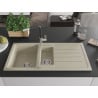 Mexen Andres Granitspüle 1,5-becken mit Abtropffläche und Küchenarmatur Flora, beige - 6515-69-670401-07