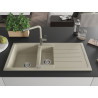 Mexen Andres Granitspüle 1,5-Becken mit Abtropffläche und Küchenarmatur Flora, beige - 6515-69-670401-09