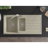 Mexen Andres Granitspüle 1,5-Becken mit Abtropffläche und Küchenarmatur Flora, beige - 6515-69-670401-09