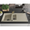 Mexen Andres Granitspüle 1,5-Becken mit Abtropffläche und Küchenarmatur Flora, beige - 6515-69-670401-57-B