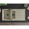 Mexen Andres Granitspüle 1,5-Becken mit Abtropffläche und Küchenarmatur Flora, beige - 6515-69-670401-57-B