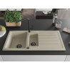 Mexen Andres Granitspüle 1,5-Becken mit Abtropffläche und Küchenarmatur Flora, beige - 6515-69-670401-70-B