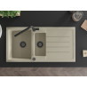 Mexen Andres Granitspüle 1,5-Becken mit Abtropffläche und Küchenarmatur Flora, beige - 6515-69-670401-70-B