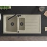 Mexen Andres Granitspüle 1,5-beckig mit Abtropffläche und Küchenarmatur Flora, beige - 6515-69-670401-70-B