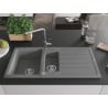 Mexen Andres Granitspüle 1,5-Kammer mit Abtropffläche und Küchenarmatur Flora, grau - 6515-71-670401-00