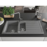 Mexen Andres Granitspüle 1,5-fach mit Abtropffläche und Küchenarmatur Flora, grau - 6515-71-670401-06