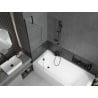 Mexen Vega rechteckige Badewanne 180 x 80 cm mit Verkleidung und 1-flügeliger Trennwand 50 cm, transparent, schwarz