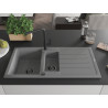 Mexen Andres granitspüle 1,5-fach mit Abtropffläche und Küchenarmatur Flora, grau - 6515-71-670401-70-B