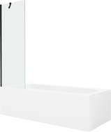 Mexen Vega Rechteckige Badewanne 180 x 80 cm mit Verkleidung und 1-flügeliger 60 cm Duschwand, transparent, schwarz