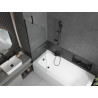 Mexen Vega Rechteckige Badewanne 180 x 80 cm mit Verkleidung und 1-flügeliger 60 cm Duschwand, transparent, schwarz