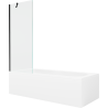 Mexen Vega Rechteckige Badewanne 180 x 80 cm mit Verkleidung und 1-flügeliger Abtrennung 70 cm, transparent, schwarz